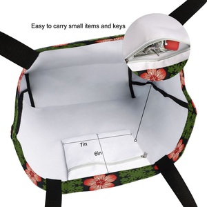 Bolsa de Compras Reutilizable de Lona con Diseño de Flor de Hau Hawaiana, Abertura Amplia, Estampado Personalizado, con Bolsillo - Product Image 6