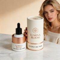 Boîte cylindrique en papier doré ou argenté personnalisée, emballage en tube rond pour sérum capillaire, élixir pour le visage, cosmétiques, logo personnalisé