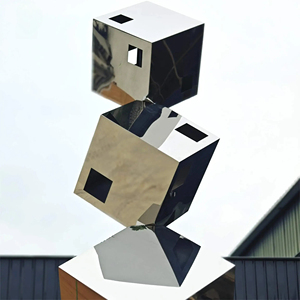 Chất Lượng Cao Đánh Bóng Hiện Đại Tùy Chỉnh Thép Không Gỉ Trừu Tượng Cube Điêu Khắc Bức Tượng Cho Ngoài Trời Trang Trí Sân Vườn - Product Image 6