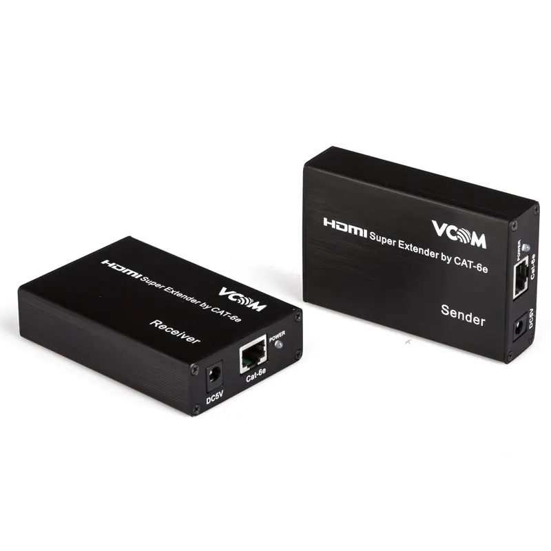 VCOM 196ft HDMI to RJ45 UTP Cat 5e Cat6 Converter 1x4 HDMI Splitter Extender 60m by Single CAT 60m Support 3D full HD 1080p