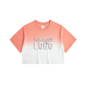 T-shirt court pour femme, décontracté, de sport, respirant, à manches courtes, avec logo personnalisé, dégradé de couleurs, sexy, style Spice Girl - Product Image 4