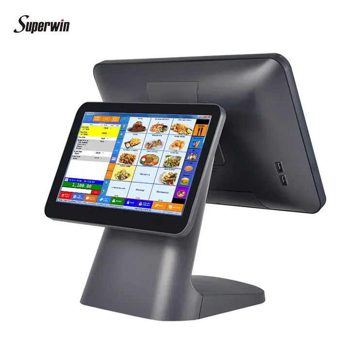 Cash register Double touch screen payment terminal pos machine Windows system pos j1900 cash register for restaurant pos systems
