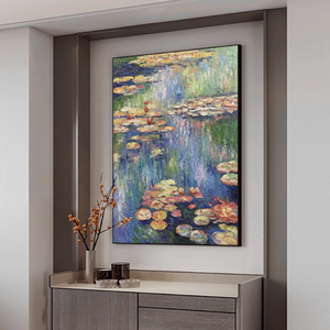 <span class=keywords><strong>Les</strong></span> <span class=keywords><strong>nénuphars</strong></span> <span class=keywords><strong>de</strong></span> <span class=keywords><strong>Monet</strong></span> Peint à la main Peintures à l'huile Fond d'entrée Peintures décoratives murales dans le salon Art mural Décoration intérieure - Product Image 4