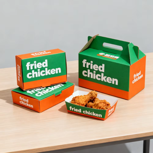 Boîte en carton personnalisée avec poignée, de qualité alimentaire, en forme de <span class=keywords><strong>maison</strong></span>, pour emballage de <span class=keywords><strong>poulet</strong></span> frit - Product Image 4