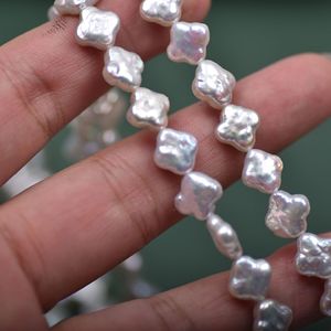 Perle d'eau douce naturelle en forme de trèfle, forte luminosité AAAAA, couleur argentée gris bleu brillante, forme baroque, perle DIY - Product Image 2