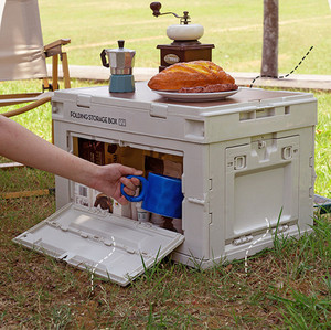 Boîte de rangement <span class=keywords><strong>pliable</strong></span> empilable en plastique, grande capacité, épaissie, pour <span class=keywords><strong>camping</strong></span> extérieur, caisses pliantes portables, armoire de voiture - Product Image 6