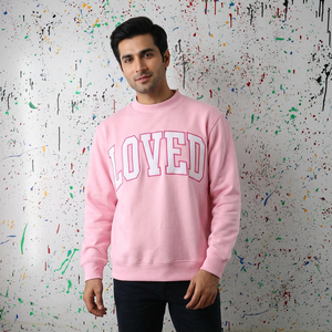 LOVED PINK <b>Mock</b> <b>Neck</b> Men's Winter 100% Cotton Applique Embroidery Wide <b>Neck</b> Finer Threads - Product Image 1