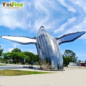 Sculpture d'animal de jardin en acier inoxydable de grande taille pour décoration extérieure, baleine - Product Image 2