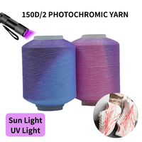 Fil à tricoter photochromique 150D/2 à changement de couleur UV, 100 % polyester, pour empeignes de chaussures de sport, baskets et vêtements athlétiques