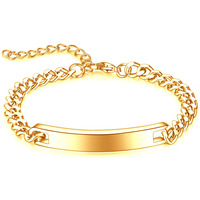 Bracelet chaîne en acier inoxydable pour femmes, bijoux avec gravure personnalisée à la main, avec largeur de 7MM, 1 pièce