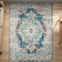 Turkish Cotton Carpet Modern Design Abstract Green Landscape Large Area Rug Pet Friendly Eco-Friendly for Living Room Bedroom