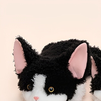 Peluche chat noir et blanc, jouet en peluche doux, poupée en fourrure bouclée, cadeau d'anniversaire, cadeau de fête