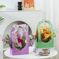 Fabricant personnalisé Logo Plantes en pot Floral Durable Kraft Poignée Fleur Transporteur Boîte Étanche Bouquet Ensemble pour Artisanat Cadeaux