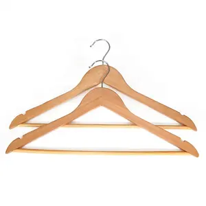 Wholesale Supermarket Supplier Non Slip Notched Closet organizer garment map Wooden coat Hangers