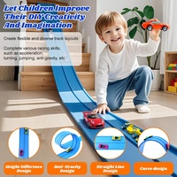 Jouets de piste de course flexibles pour enfants Voiture de course en alliage Piste de rampe flexible compatible Racetrack Set avec 15 ft Portable Roll-up Flex Track