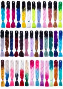 Extensions de cheveux en crochet bicolores ombrées lilas de 24 pouces, 100 g, tresses synthétiques, tresses jumbo soyeuses pour tresses en crochet, box braids, dreadlocks - Product Image 4