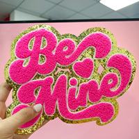 Saint Valentin Amour Chenille Logo Lettre Coeur Patch Fer sur Broderie Paillettes Patchs pour Vêtements