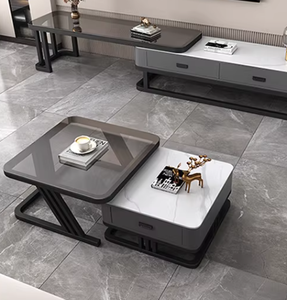 Tavolino da Caffè Moderno in Vetro Estensibile con Struttura in Metallo - Durevole, Ecologico, Facile da Pulire, con Spazio di Archiviazione per Arredamento Soggiorno - Product Image 5