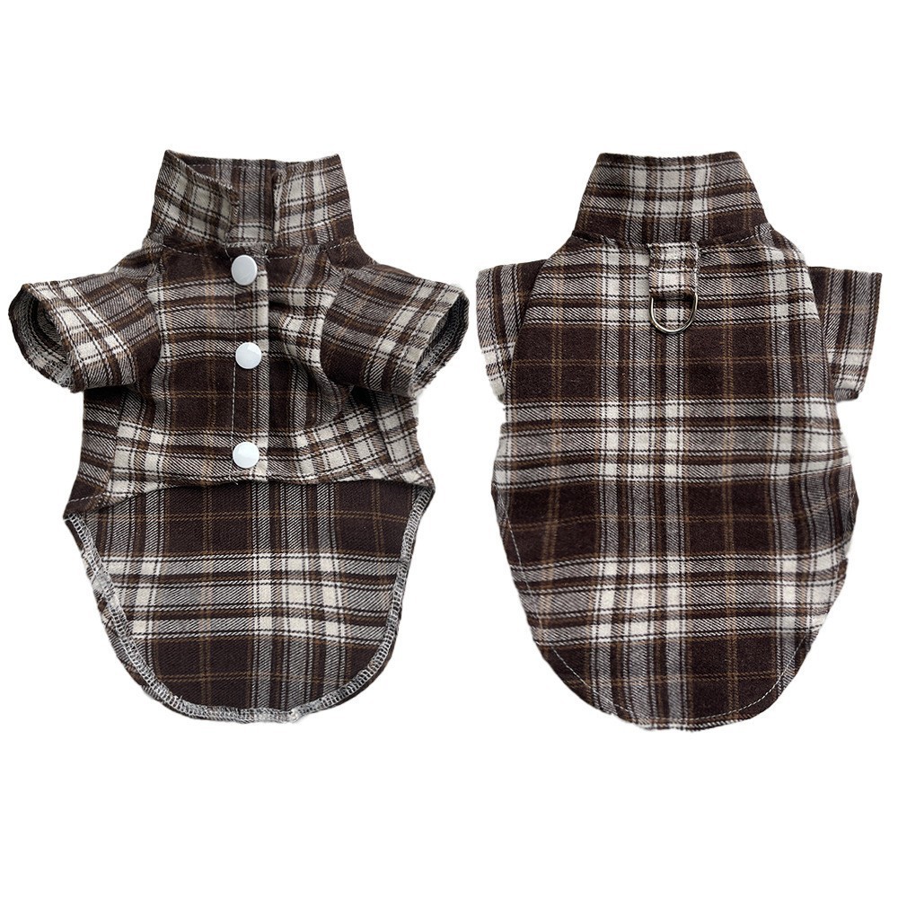 Chemise à carreaux marron avec bouton D