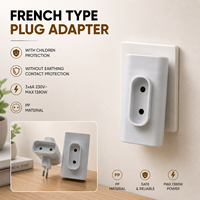 Adaptateur de prise de type français 3 prises 6A 230V~ Max. 1380W avec protection enfant non-terré pour la France et l'Europe
