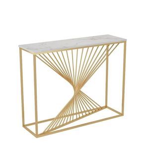 Mesa <span class=keywords><strong>Consola</strong></span> de Mármol Dorado de Lujo, Decoración Moderna, Antigua/<span class=keywords><strong>Vintage</strong></span>/Clásica para el Hogar, Dormitorio o Pasillo, Elegante Mesa <span class=keywords><strong>Consola</strong></span> de Mármol Dorado - Product Image 1