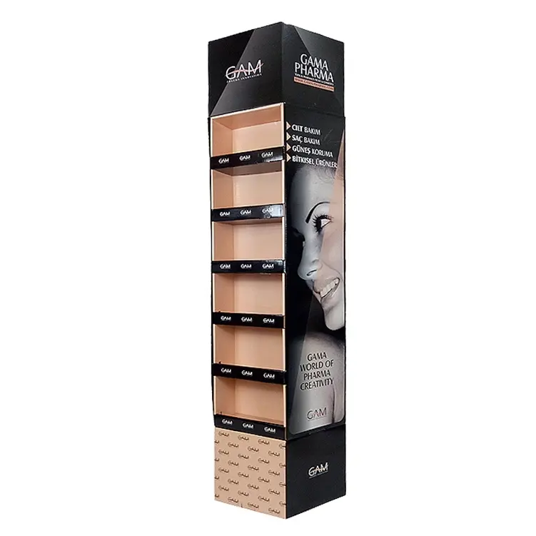 POP Two-side 6 Tiers Beauty Body Care Cardboard Floor Display At Supermarket Or Chain Shop