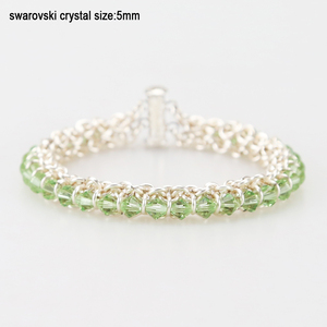 Peridoto (agosto) de la columna de cristal de <span class=keywords><strong>Swarovski</strong></span> Chainmaille joyería alambre envuelto pulsera - Product Image 1
