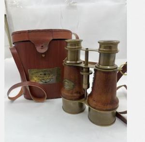 Binoculares de imitación hechos a mano, estilo antiguo, con cubierta de cuero pulido y abrillantado, correa de latón macizo, regalos - Product Image 2
