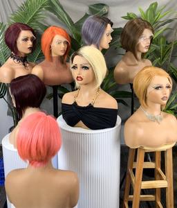 FH Cheap Price 13x1 Lace Frontal Human Hair Short <b>Wigs</b> Colored <b>Pixie</b> Cut Brazilian Human Hair <b>Wigs</b> - Product Image 1
