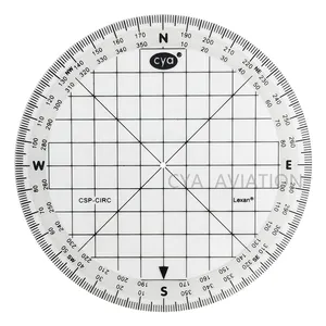 Busur Derajat Melingkar untuk Pilot Peta Pengukuran & Navigasi Plotting Termasuk Grid Persegi dan Garis Miring