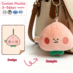 Porte-clés en peluche personnalisé Kawaii Fluffy Blush Peach Buddy, <span class=keywords><strong>mini</strong></span> jouets en peluche, fabricant de peluches personnalisées - Product Image 1