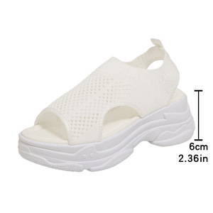 Women Breathable Thick Sole Elastic Hollow Out Large <b>Sandals</b> Summer New Open-Toe Sports Style <b>Sandals</b> - Product Image 6