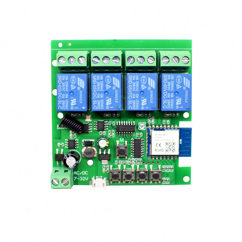 Беспроводной релейный модуль Tuya, wi-fi переключатель с дистанционным управлением через приложение, с таймером, с 4 клавишами, для смартфонов и приложений