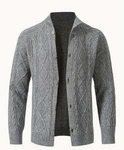 Wholesale Sueter Hombre Lounge <b>Vintage</b> Plus Size Plain Polyester Stand Collar Breasted Jacquard Cable Knit Men <b>Cardigan</b> Sweater - Product Image 2