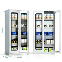 Armoire de rangement médical en acier blanc verrouillable avec portes vitrées, grand casier organisateur de médicaments pour clinique et hôpital