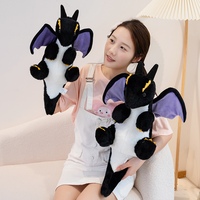 Peluche Dragon Volant Kawaii, Doux et Moelleux, Blanc et Noir, avec Ailes, Coussin Décoratif, Cadeau pour Enfants