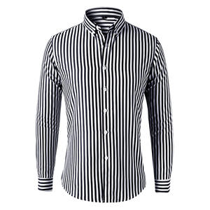 Long Sleeve <b>Shirt</b> Striped Stretch High Quality <b>Men's</b> Business Casual square <b>Collar</b> <b>Shirt</b> Fashion Coat Top Wholesale - Product Image 6