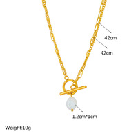 2024 nouveau Simple baroque perle irrégulière OT fermoir en acier inoxydable étanche Double couche chaîne or collier bijoux pour femmes