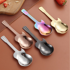 Cuchara creativa con forma de guitarra, cuchara de café de acero inoxidable 304, cuchara para batir, cuchara para barra musical, cuchara para postre - Product Image 2