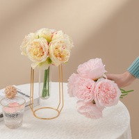 5 têtes artificielle pivoine bouquet soie pivoine Bouquet mariage Table de mariée pièce maîtresse fête décoration de la maison
