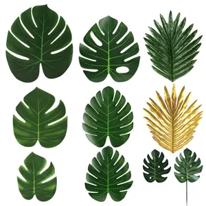 인공 팜 잎 가짜 줄기 사파리 잎 하와이 루아 파티 정글 비치