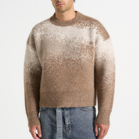 Pull en maille côtelé classique pour homme, col rond, dégradé, coupe oversize, manches longues
