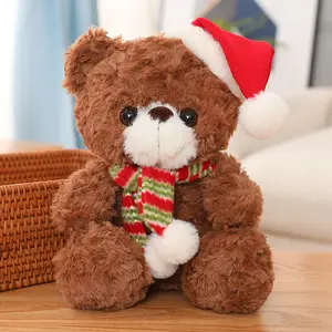 Creative Christmas Teddy Bear Stuffed Plush Doll Toy Cute Christmas Hat Teddy Bear Plush Doll