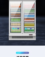 Refroidisseur de boissons commercial à double porte avec ventilateur Réfrigérateur d'affichage de porte  verre et éclairage LED