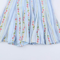 Robe courte décontractée à la mode pour femmes, sans manches, bleu, imprimé floral, à lacets