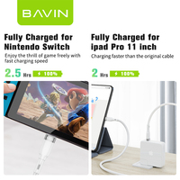 Bavin-Cable de carga rápida para teléfono móvil, Cable USB de nailon trenzado tipo C a USB tipo C 5A 100W
