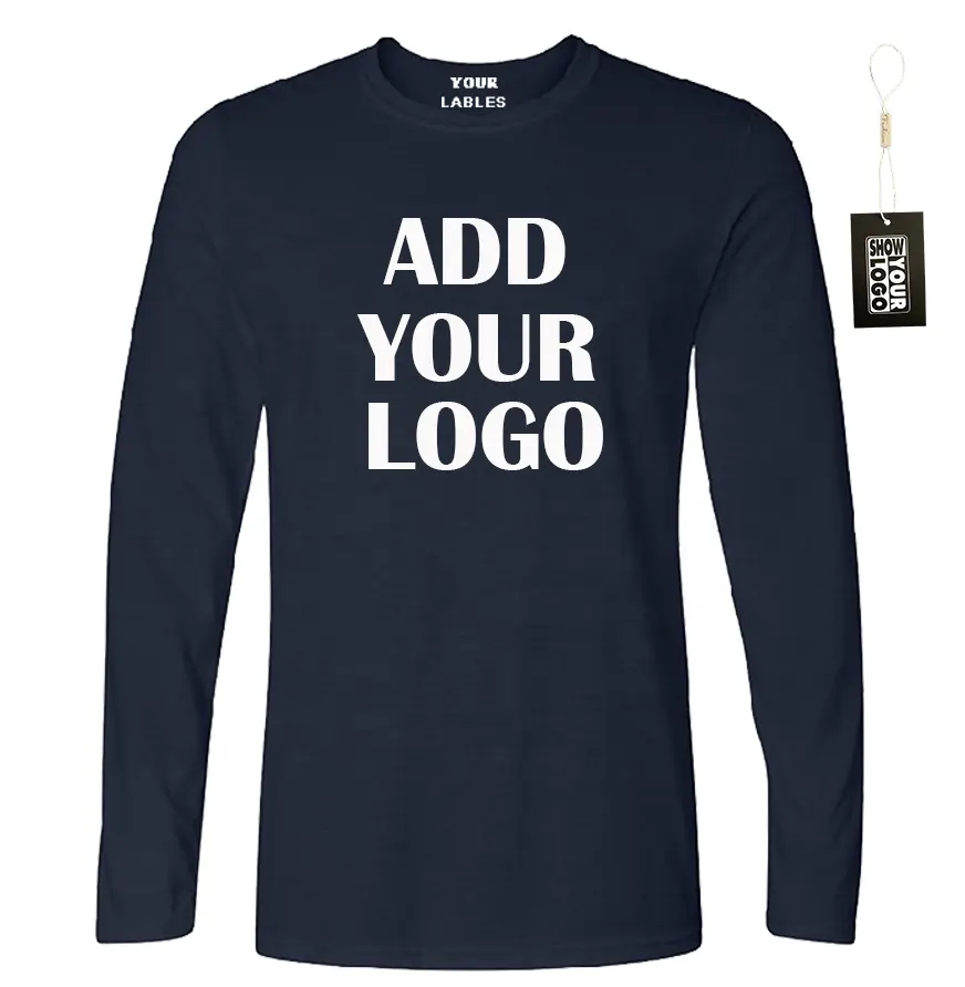 Free shipping custom print with your design100% cotton O-neck long sleeves t shirt