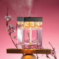 Diffuseur d'arômes carré en verre avec lumière LED chaude, humidificateur à brume fine pour huiles essentielles, machine à parfum de table pour la décoration intérieure