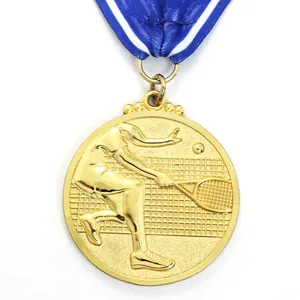 Hot Sale Custom Antique Finishing Tennis Sport Medal With Gold Plated
