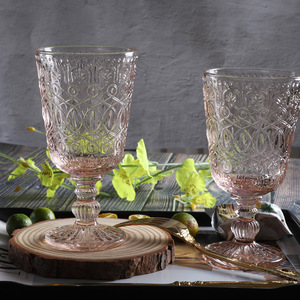 Purple Embossed <b>Wine</b> Glass Vintage <b>Goblet</b> Drinking Cup for Wedding Party Bar - Product Image 4